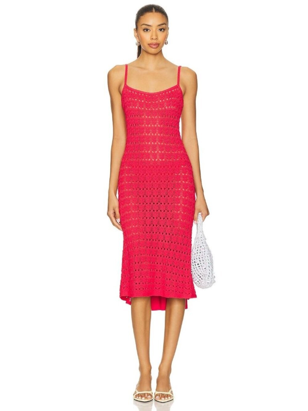 PQ Swim Peggy Crochet Midi Dress Cranberry Womens Size M/L